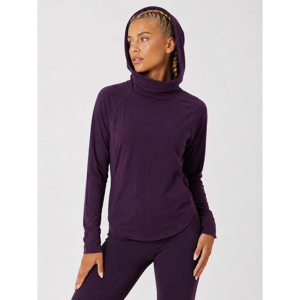 Lululemon Purple Pullover Cowl Turtleneck Neck Hoodie Thumbholes Size 6 S